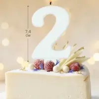 Свеча в торт &laquo;Соло. Цифра 2&raquo;, 8.2 см, белый блеск