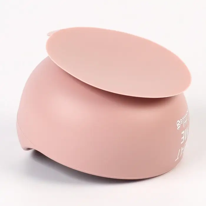 Тарелка детская на присоске 350мл., M&B, 12хх12х8, силикон, пыльная роза