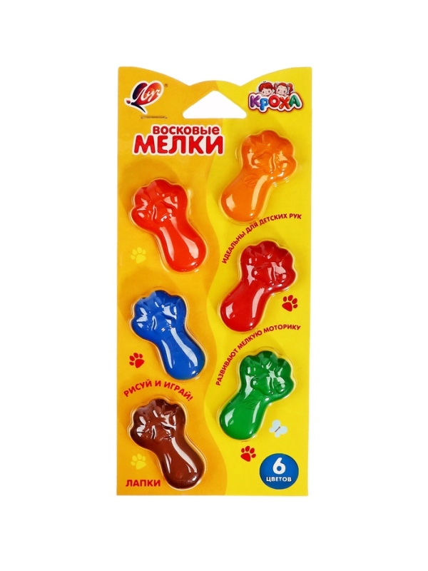 Мелки восковые 6цв Луч Кроха. Морковки, фигурные Мелки восковые 6цв Луч Кроха. Морковки, фигурные