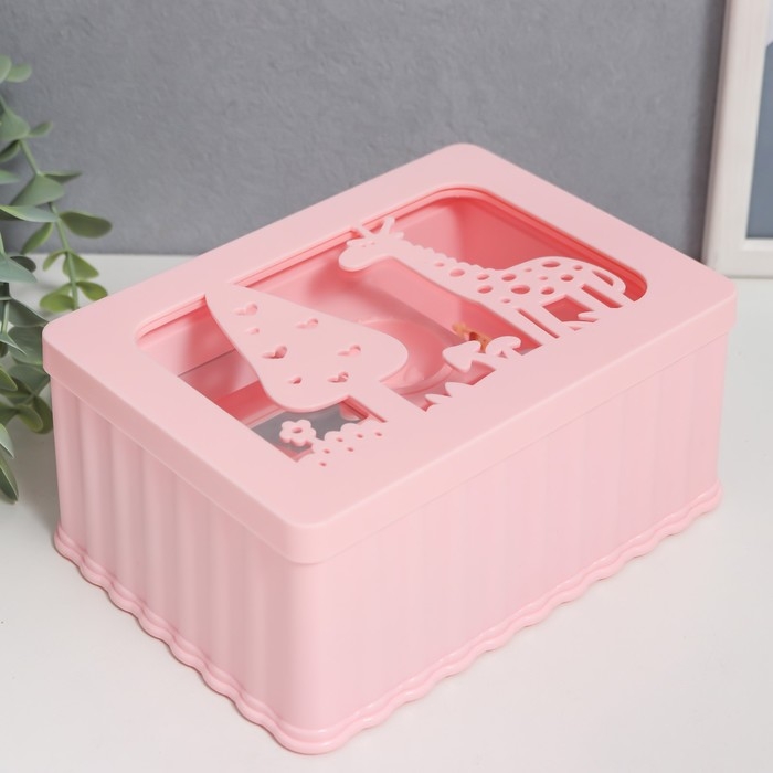 Шкатулка музыкальная механическая Шкатулка музыкальная механическая "Жираф и дерево" розовая 12,5х17,5х8 см