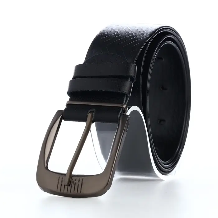 Ремень мужской, ширина 3.5 см, винт, один прокол, пряжка металл, чёрный