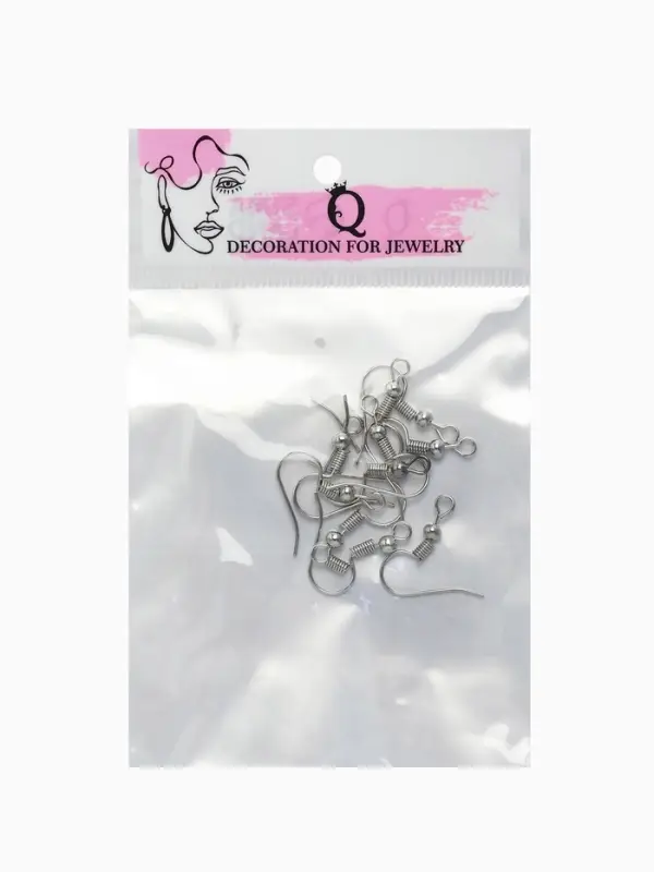 Швензы для сережек-крючки с бусиной (набор 5 пар), серые Швензы для сережек-крючки с бусиной (набор 5 пар), серые