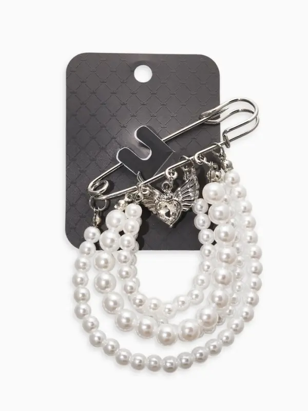 Булавка Булавка "Жемчужная россыпь", l=6.5, d=5+6+8 цвет белый в серебре