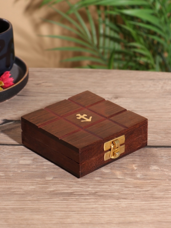 Настольная игра  Настольная игра "Крестики-нолики" 10х10 см, дерево шишам, латунь