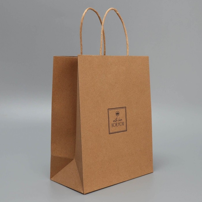 Пакет подарочный крафтовый, упаковка, «С любовью», MS 18 х 23 х 10 см Пакет подарочный крафтовый, упаковка, «С любовью», MS 18 х 23 х 10 см