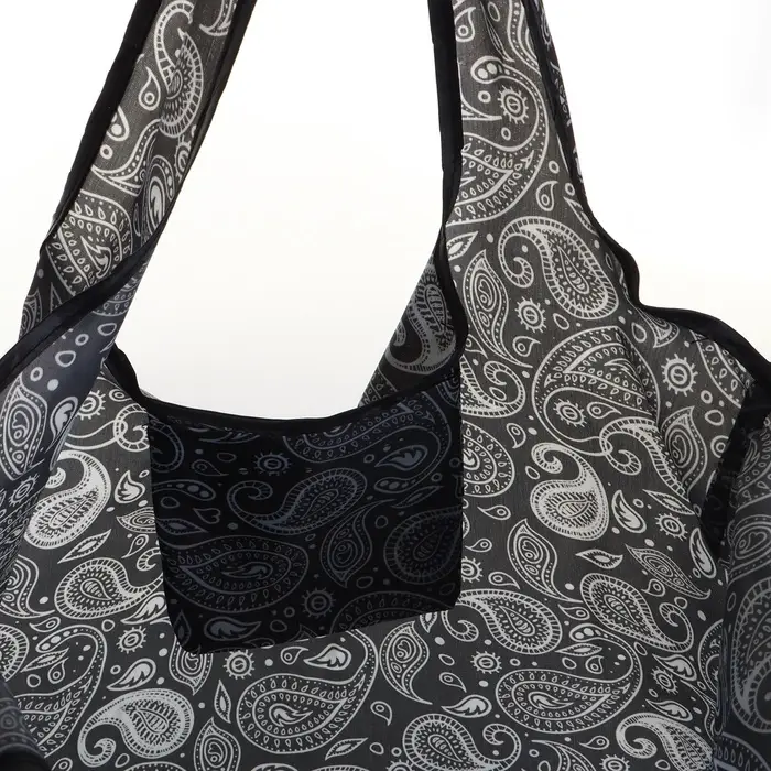 Сумка хозяйственная без застёжки, складная, чёрная