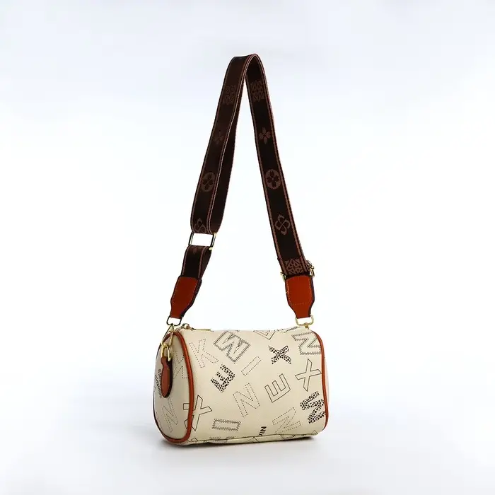 Сумка женская кросс-боди на молнии, 22&times;11&times;15 см, с принтом, бежевая