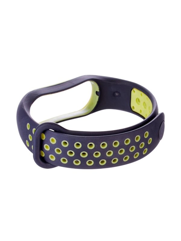 Ремешок Luazon для фитнес-браслета Mi Band 5/6/7, с перфорацией, чёрно-зелёный Ремешок Luazon для фитнес-браслета Mi Band 5/6/7, с перфорацией, чёрно-зелёный