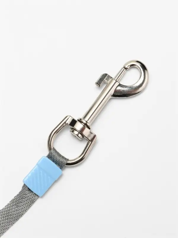 Рулетка - поводок для собак, лента 5 м, голубая, серая