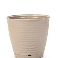 Горшок цветочный с поддоном Saffron, 5.4 л, d=22.4 см, h=20.5 см, пластиковый, бежевый