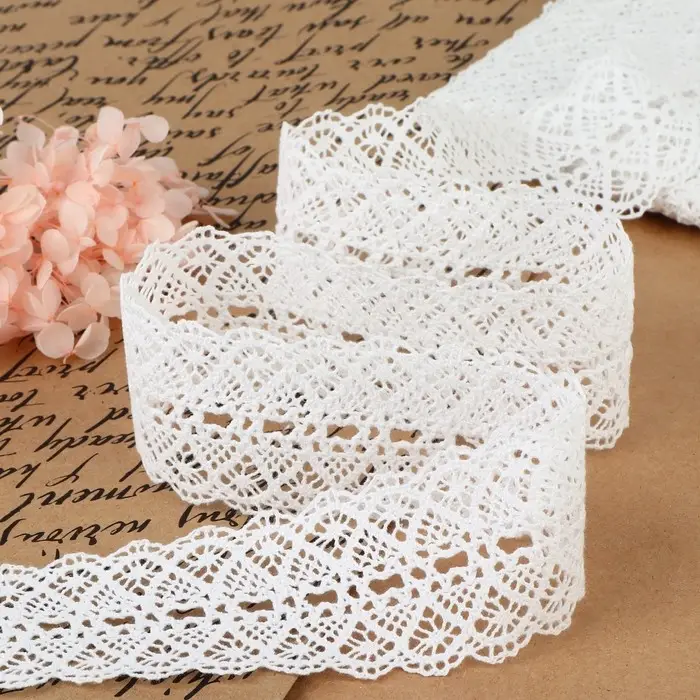 Кружево вязаное, 45 мм, 10&plusmn;1 м, белое