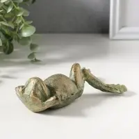 Фигурка чугун &laquo;Лягуха на отдыхе&raquo;, зелёная патина, 14.5&times;8,,8&times;4 см