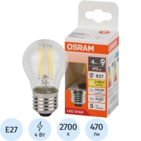 Лампа светодиодная OSRAM LS CLP40 4W/827 230VFILCL E27 FS1 684607