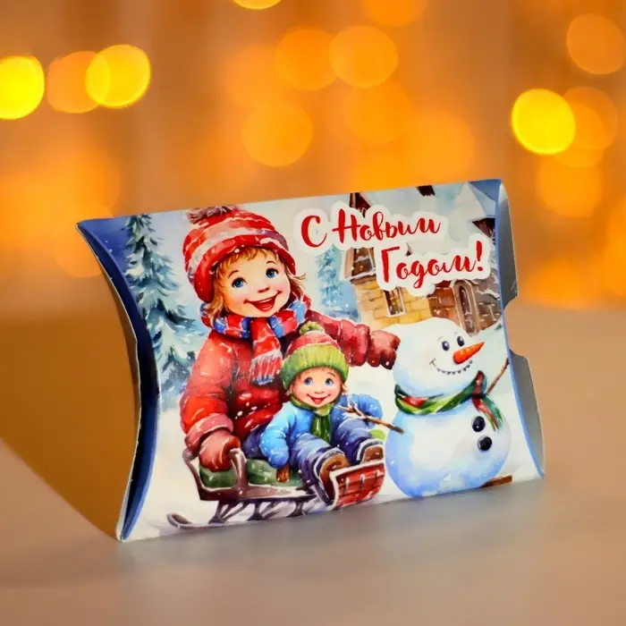 Коробка подарочная новогодняя складная «На санях» 11×8×2 см Коробка подарочная новогодняя складная «На санях» 11×8×2 см