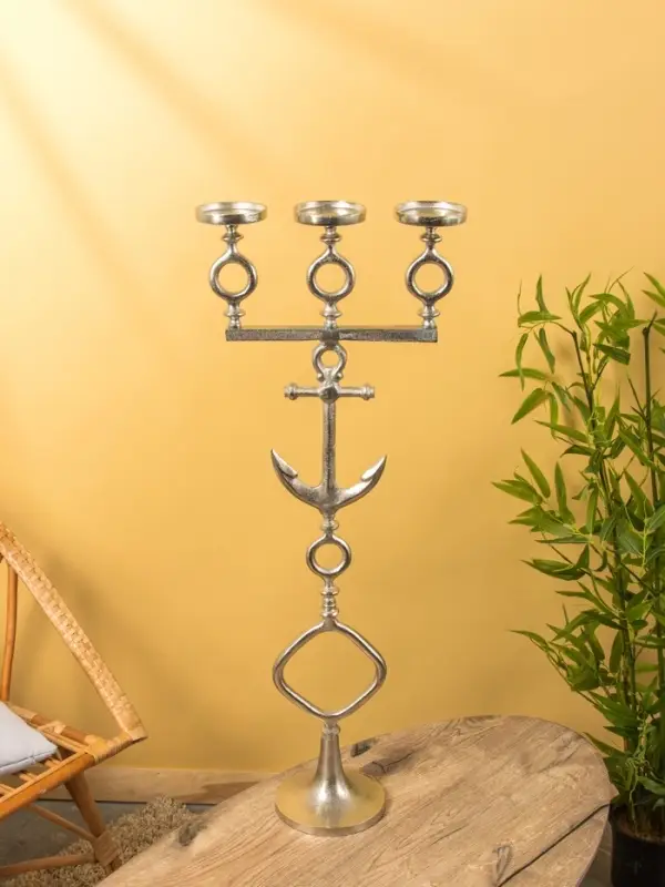 Подсвечник на 3 свечи "Морской" алюминий 36х17х93 см