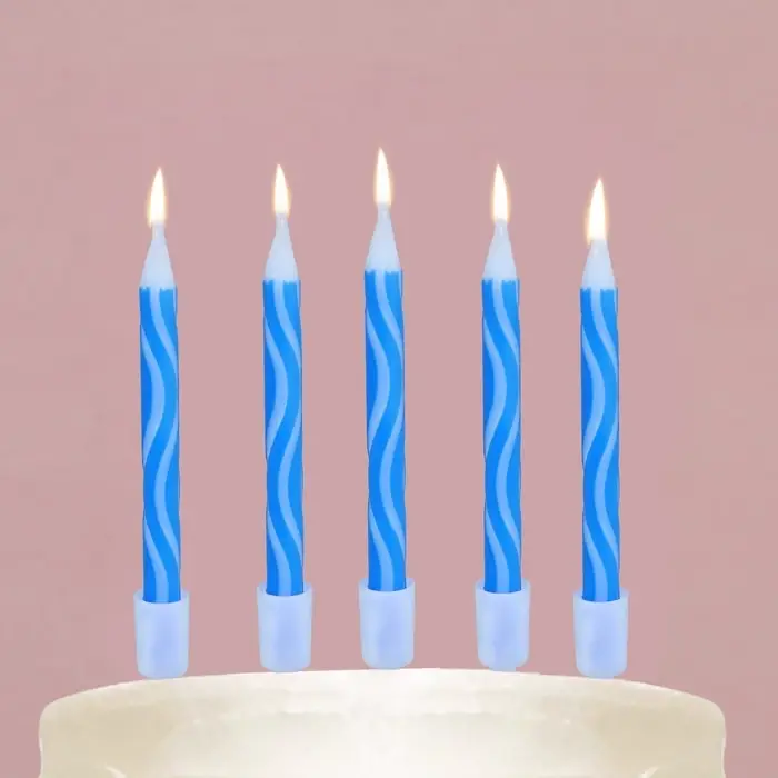 Свечи для торта &laquo;С Днём Рождения&raquo;, голубые, 10 шт., 7,5 х 0,5 см