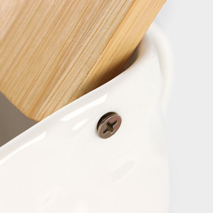 Банка для хранения сыпучих продуктов с ложкой BellaTenero, 750 мл, 14,5×11 см, с бамбуковой крышкой, фарфоровые, цвет белый