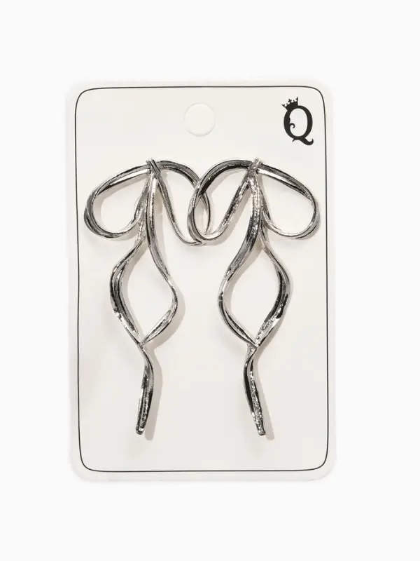 Серьги "Бантик", цвет серебро