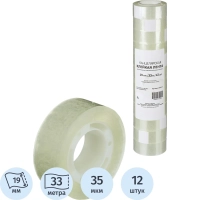 Клейкая лента канцелярская 19х33 12 шт./уп.