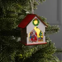 Подвеска световая &laquo;Дом Деда Мороза&raquo;, 7&times;6&times;8 см, 1 LED, от батареек AG10&times;3, свечение тёплое белое