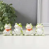 Сувенир полистоун "Зелёные лягушата" набор 4 шт 3х4х5 см