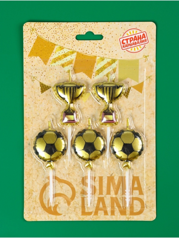 Набор свечей в торт Набор свечей в торт "Кубки и футбольные мячи", 5 шт, на шпажке