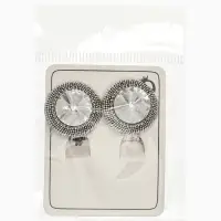 Серьги клипсы для ушей QF &laquo;Винтаж&raquo;, белая в чернёном серебре