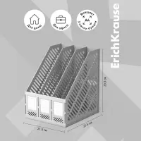 Лоток для бумаг ErichKrause, А4, сборный, вертикальный, 3 отделения, серый