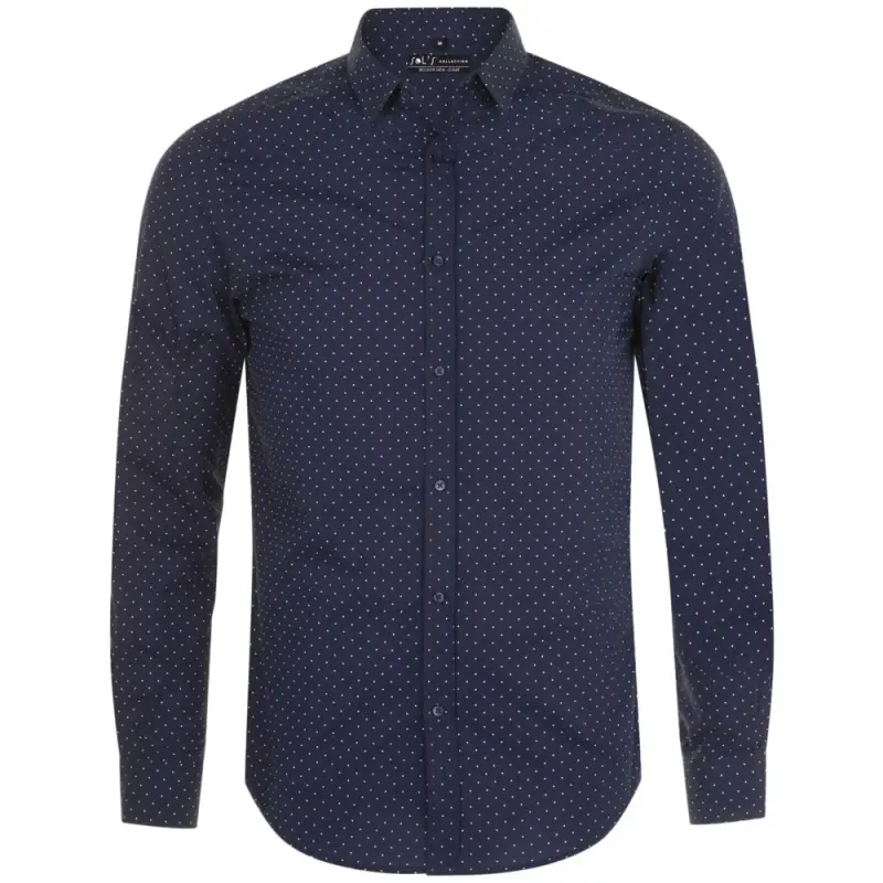 Рубашка мужская Becker Men, темно-синяя с белым, размер S