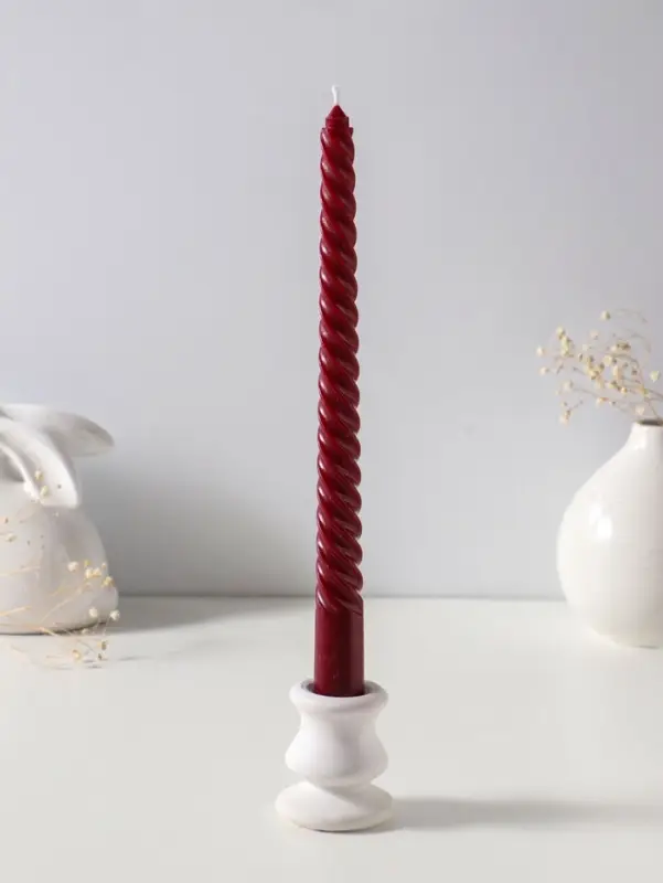 Набор свечей витых 25 см, 2 шт., 57 г, 5 ч, бордовый