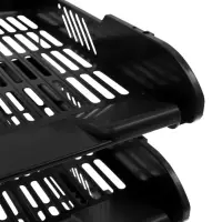 Набор лотков для бумаг, 3 штуки, горизонтальные, на металлических стержнях, чёрные