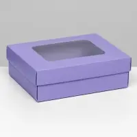 Коробка подарочная складная, упаковка, крышка-дно, с окном, сиреневая, 16.5&times;12.5&times;5.2 см