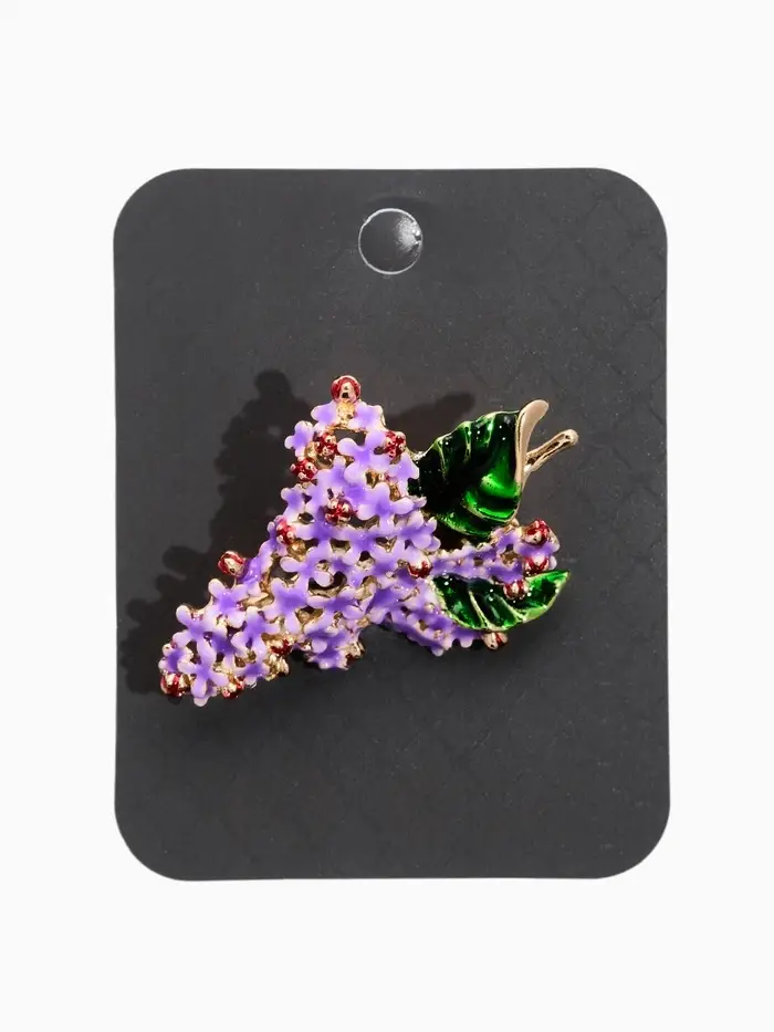 Брошь "Цветок Сирени", цвет фиолетово-зелёная в золоте