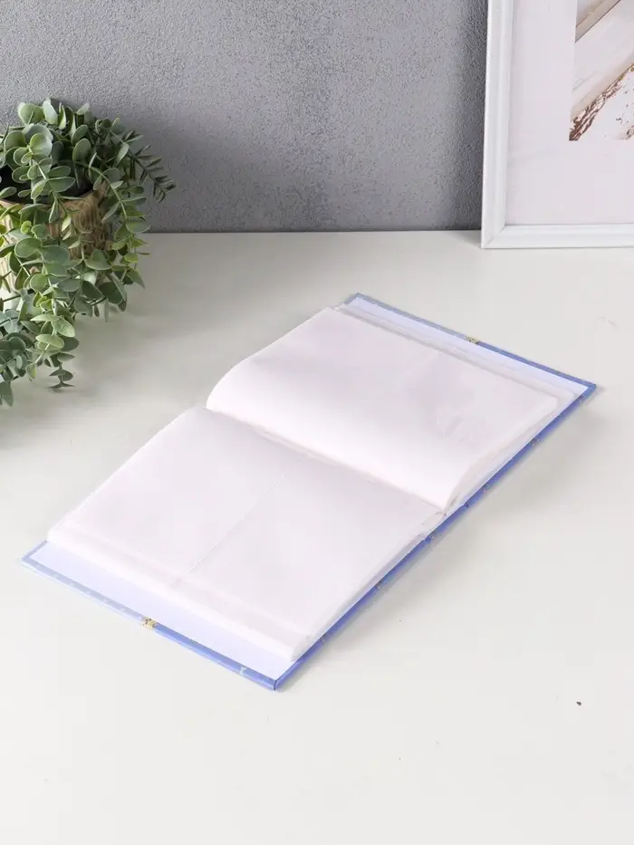 Фотоальбом 200 фото 10X15см,"Три пуговки", голубой, ПП карм.