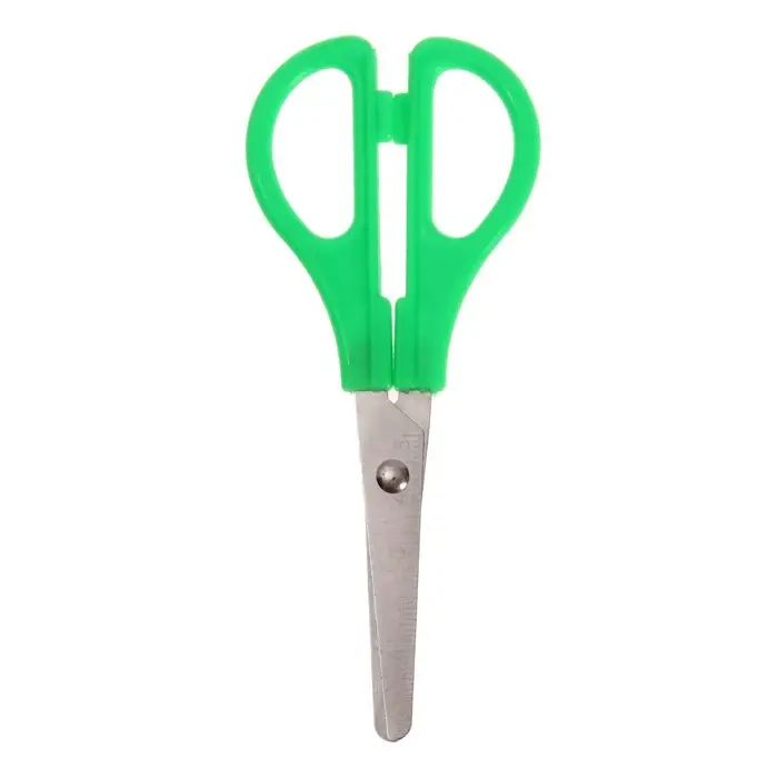 Ножницы 13 см (+-0.5 см) пластиковые ручки, МИКС, закругленные концы, лезвие с линейкой