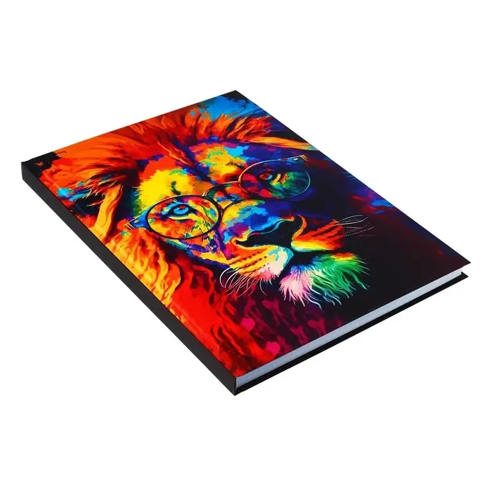 Колледж-тетрадь Calligrata TOP &laquo;ЛЕВ. МОЗАИЧНЫЙ НЕОН&raquo; А4, 160 листов, в клетку, в твёрдой обложке 7БЦ, матовая ламинация, выборочный лак