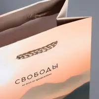 Пакет подарочный ламинированный &laquo;Высота чувств&raquo;, персиковый с серым, 11.5&times;14.5&times;6.5 см