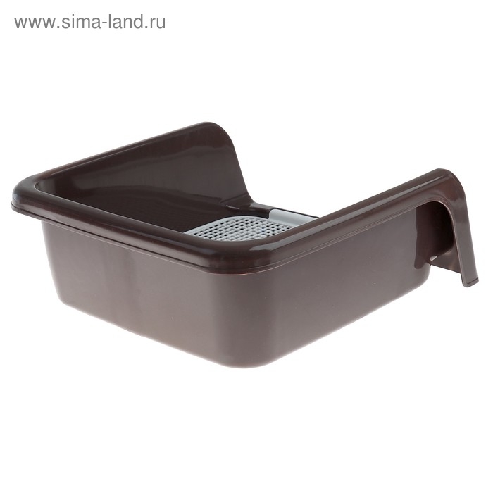 Туалет для собак с высокими бортами и съемной сеткой 42х41х16 см, коричневый