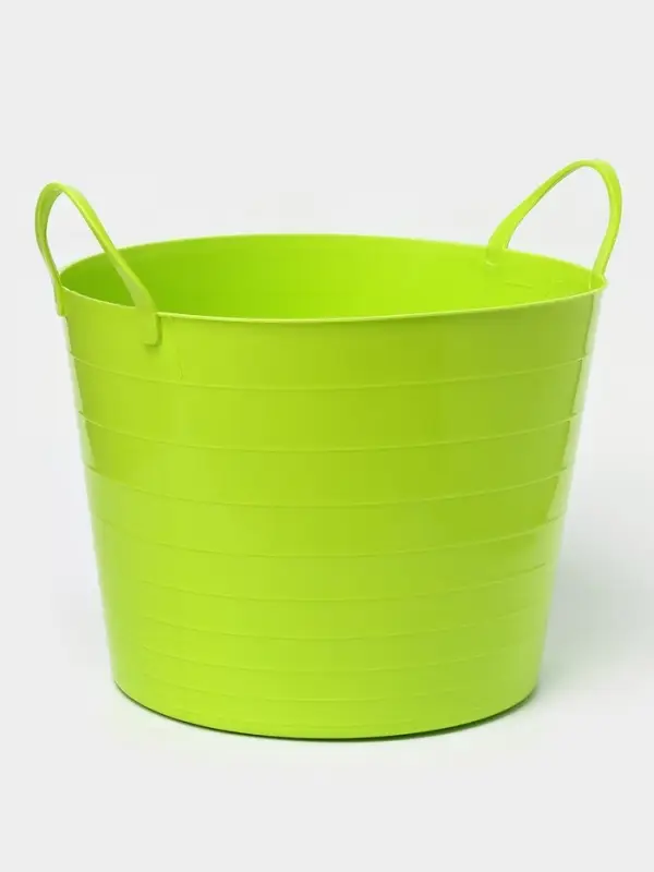 Корзина для белья мягкая, 27 л, d=37.5 см, h=30 см, ярко-зелёная