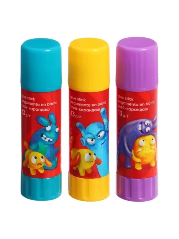 Клей-карандаш, ErichKrause EasyStick Jolly Friends, PVP, экономичный расход, 13 г, МИКС