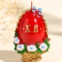 Свеча декоративная "Пасхальное яйцо в корзинке" 7х10,5 см, 130 гр