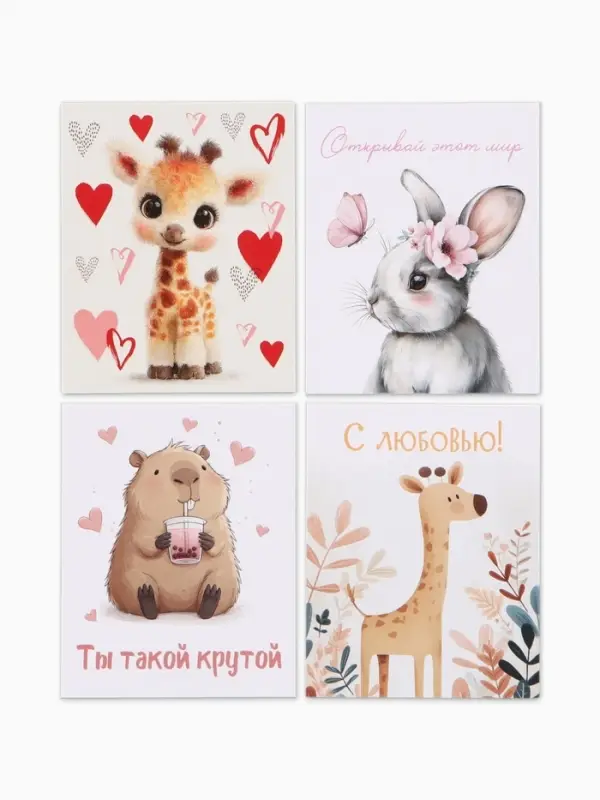 Открытки мини &laquo;Малышам&raquo;, набор 35 шт., 8&times;9.5 см