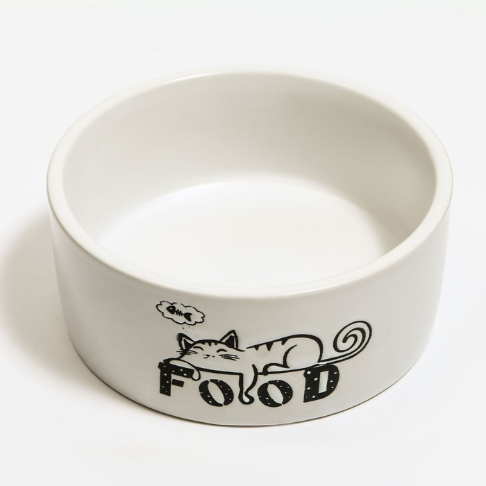 Миска керамическая с объемным рисунком "Food" 200мл, 10 х 4,5 см, белая