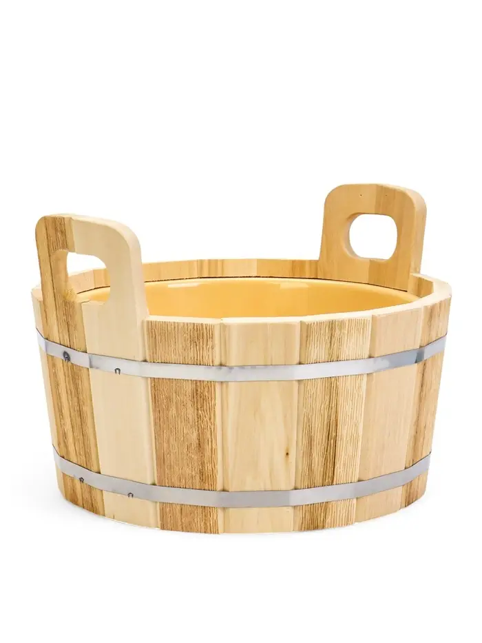 Шайка - таз для бани и сауны &laquo;Термо&raquo;, 12 л, деревянная, пластиковая вставка, &laquo;Добропаровъ&raquo;