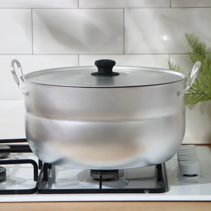 Кастрюля, 10 л, d=30 см, с крышкой, штампованный алюминий, серебристая