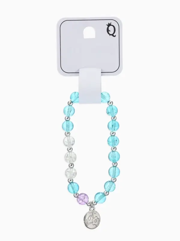 Браслет из бусин &laquo;Радость. Монетка&raquo;, d=7 см, белый, голубой