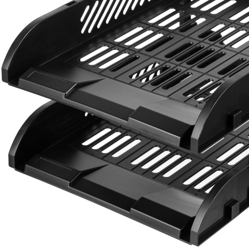 Лоток горизонтальный для бумаг  Deli E9212,сборн,черн,325x241x155мм 2шт/наб