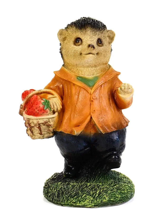 Садовая Фигура из полистоуна &laquo;Ёжик с клубникой&raquo;, 23&times;12&times;12 см
