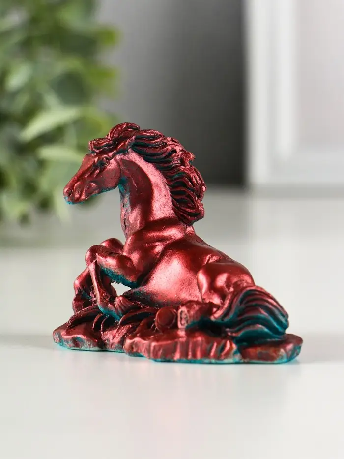 Фигура гипс "Лошадь лежит" 8х6х3 см, окисленная медь