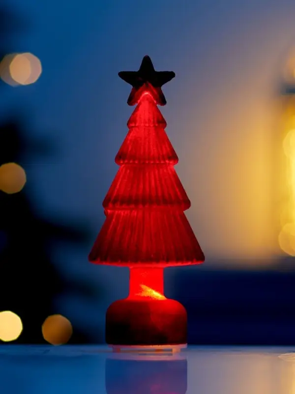 Светодиодная фигура &laquo;Ёлочка бархатная красная&raquo;, 1 LED, 15&times;6 см, от батареек 3xAG13, свечение тёплое белое